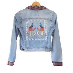Lucky brand embroidered jean jacket